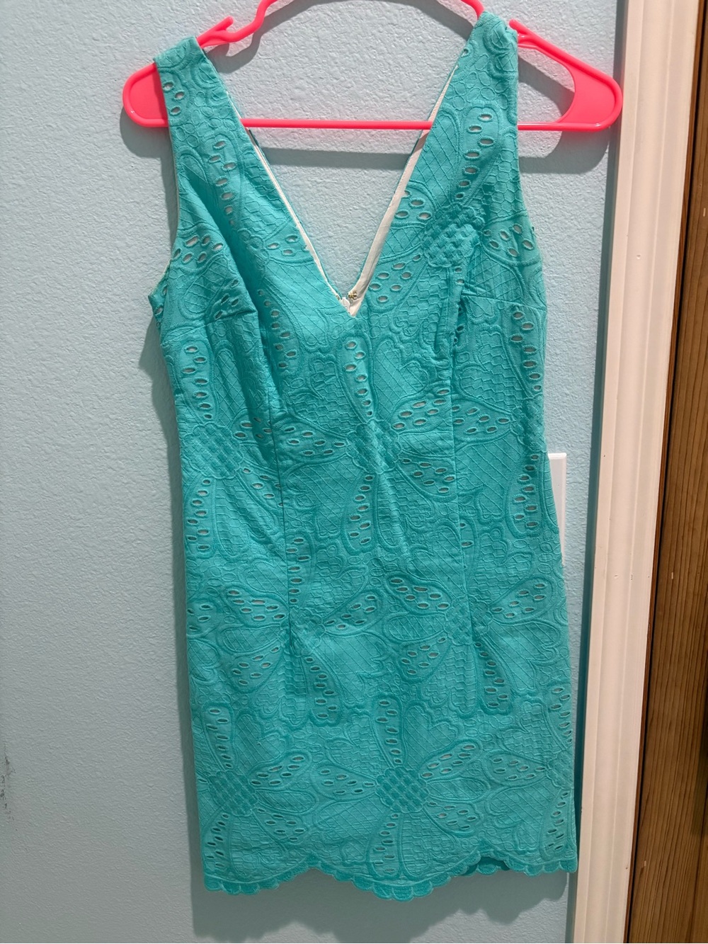 Lilly Pulitzer Madden Eyelet Dress Turquoise Lace Sheath Dress - Women’s S